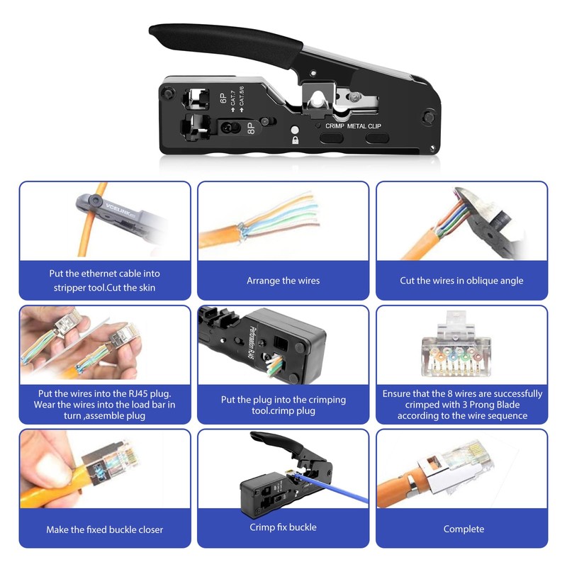 ZHITING RJ45 Crimping Pliers Network Connector Set with 12 x