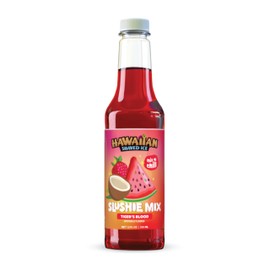 Slushie Syrups - Tiger’s Blood Slushie Mix by Hawaiian Shaved Ice, Strawberry, Watermelon & Coconut Flavor – Perfect for Slushies, 12 oz Bottle, Mix with water, lemonade, juice and more