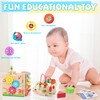 Bravmate Wooden Activity Cube, 8-in-1 Wooden Montessori Learning Toys for
