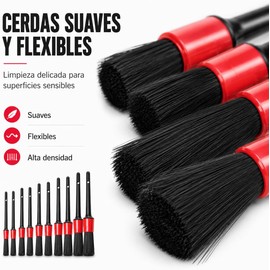 10 Brochas para Detallado Automotriz, Cepillos Suaves Microfibra