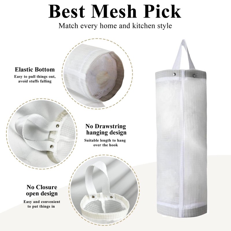 TOGETRUE Plastic Bag Holder, Mesh Grocery Bag Holder Hanging Storage