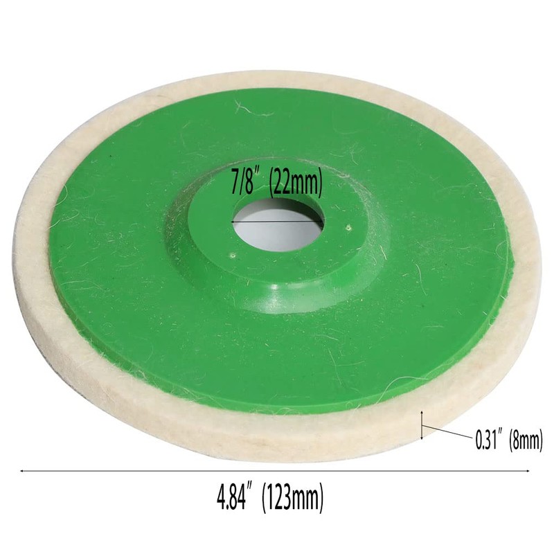 6-piece 125 mm x 22 mm wool felt polishing disc,