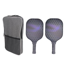 2PCS Pickleball Paddles Set Fiberglass Lightweight Pickle Ball Rackets with Carry Case for Men Women Beginners Grey Bag