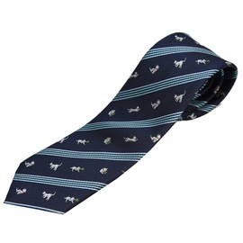 Yui Zero Style Cravat Necktie, 100% Silk Brand, Nishijin Textile, Cat Series, Japanese Pattern, Made in Japan, Men's Business (Yukie), Navy (B)