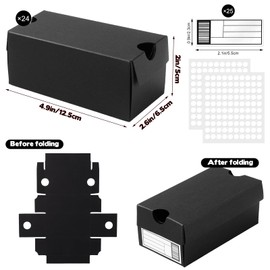 24 Pack Mini Sneaker Boxes for Party Favors 4.7 x 2.5 x 2 Inch Mini Shoe Gifts Boxes for Candies Cookies Snacks Sports Small Gift Case with Label for Wedding , Holiday, Birthday Party Favor (Black)