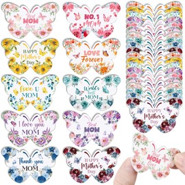 PullCrease 200 Pcs Mother's Gifts Bulk Mother Day Butterfly Nail File Flowers Emery Board Inspirational Double Sided Manicure Tool for Women Mother Grandma and Church Religious Party Favors