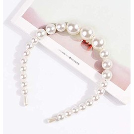 Aeyistry 1Pieces Pearls Headbands, Elegant White Faux Pearl Pearl Headbands Hair Hoops Hair Accessories for Women and Girls