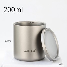 SPORTARC Portable Camping Water Cup Titanium Cup Double Wall Titanium Water Cup Coffee Tea Cup with Lid for Home Outdoor Camping 220ml No Handles