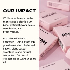 Refresh Gum, Sugar Free, Natural, Xylitol, Long Lasting Chewing Gum, Natural Flavors, Organic Ingredients, Plastic Free, Non GMO, Gluten Free, Vegan (12 Count (Pack of 12), Raspberry)