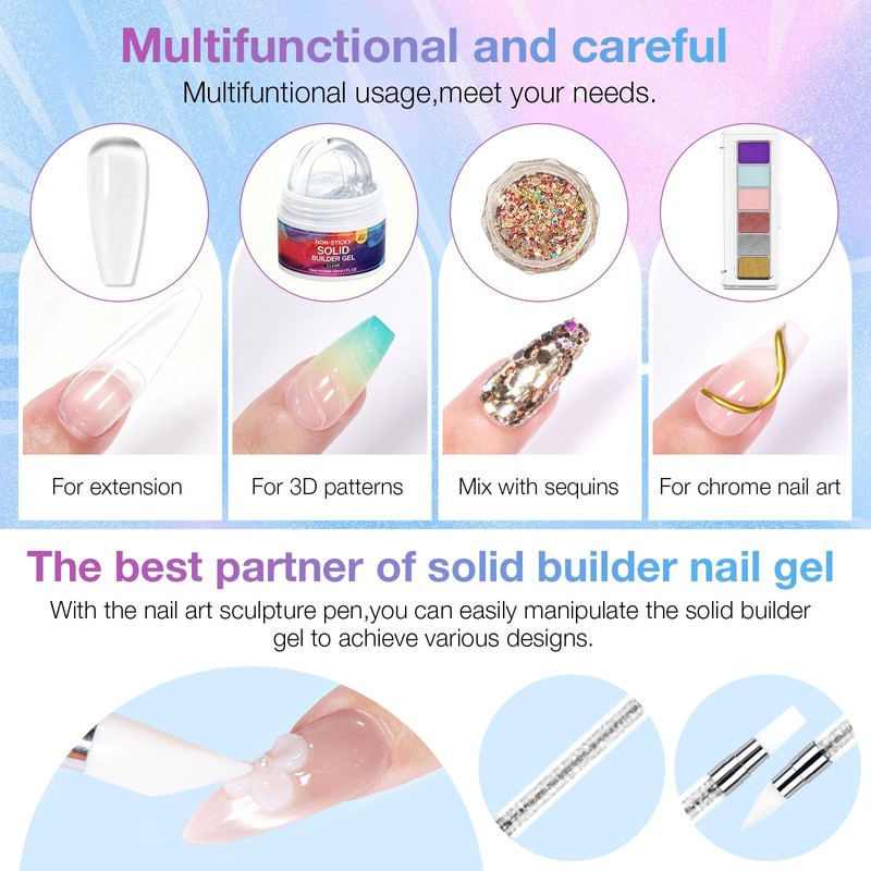 GELLAKTIK All-in-One Solid Builder Nail Gel Kit: 60g Hard Gel
