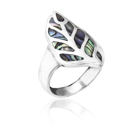 Honolulu Jewelry Company Sterling Silver Abalone Paua Shell Leaf Ring (9)
