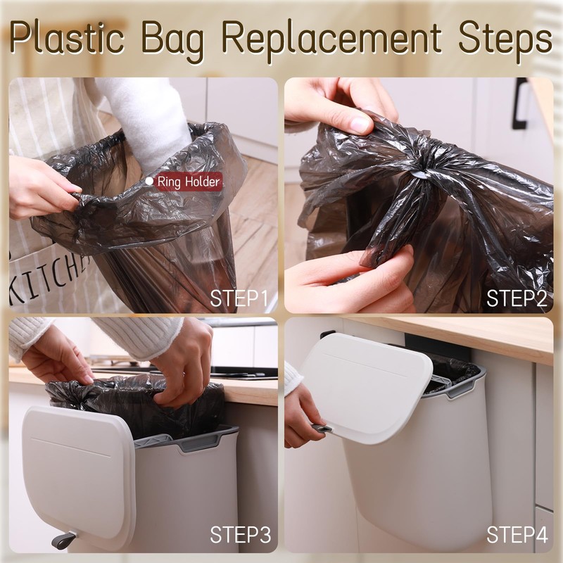 LYNLOO 2.4 Gallon Kitchen Compost Bin Hanging Small Trash Can