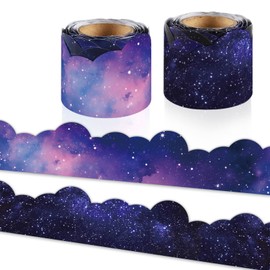 Space Bulletin Board Borders, Space Theme Classroom Decor, 2 Rolls Galaxy Classroom Decor Borders Trim for Teacher Back to School Office Classroom Door Wall Decor, 72ft