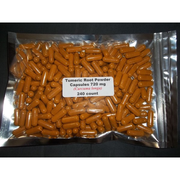 Tumeric (Turmeric) Root Powder Capsules (Curcuma longa) 720 mg  240 count