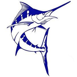 Blue Marlin Decal, Marlin Sticker, World Record Billfish Bumper Sticker (H 7 by L 6 Inches, Blue)