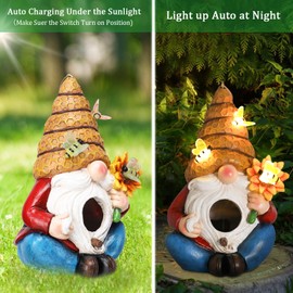 Bird House for Outside, Birdhouses for Outdoors, Decorative Bird Houses, Hanging Funny Bee Solar Gnome Birdhouse for Outside Cardinal Bluebird Wild Birds