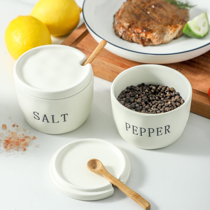 Howise 2 Pack Salt and Pepper Bowls Set, Ceramic Salt