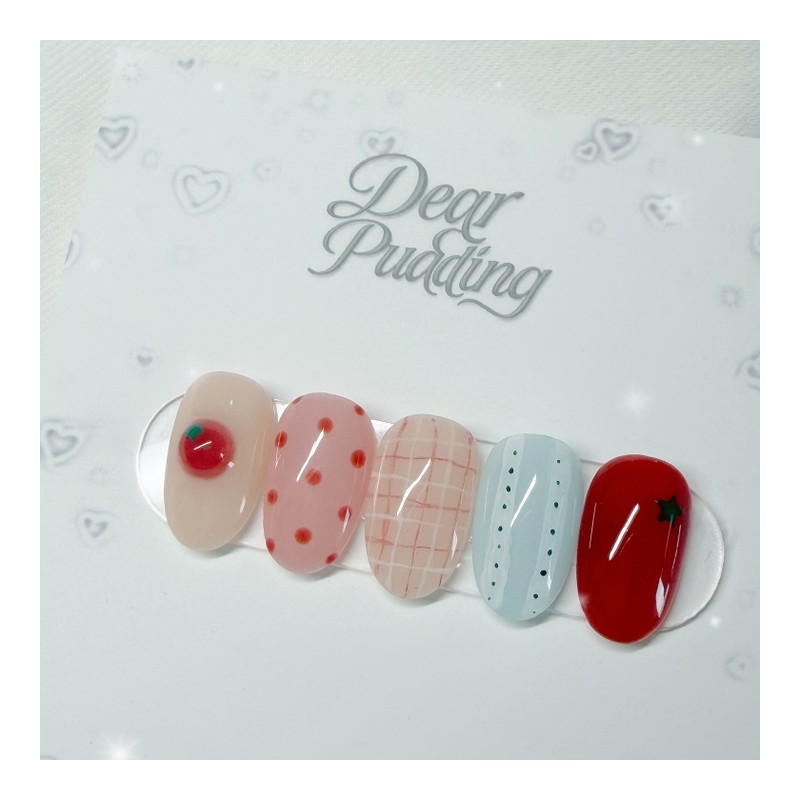 [Handmade Nail Tips] Tomato Ma Nail Tips - Almond Egg