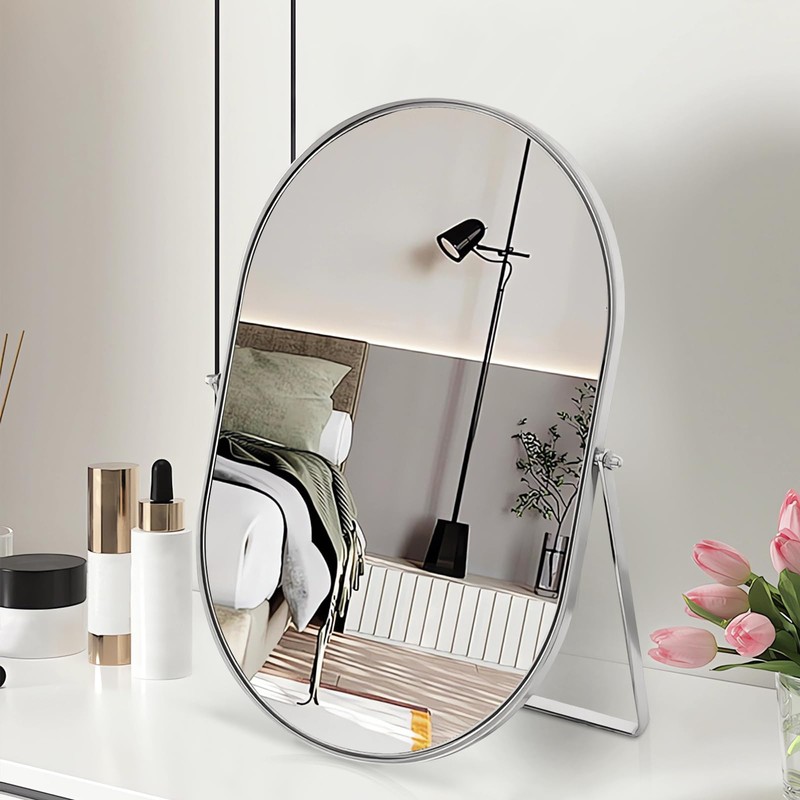Numjeg Vanity Makeup Mirror for Desk with Metal Stand Tabletop