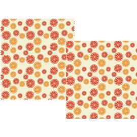 NUTS Beeswax Wrap Citrus [Set of 2] Beeswax Wrap, Beeswax, Cotton, 100% Organic Cotton, Reusable, Food Storage, Breathable, Long Lasting, Can Last Up To One Year, Sustainable, Natural, Zero Waste,