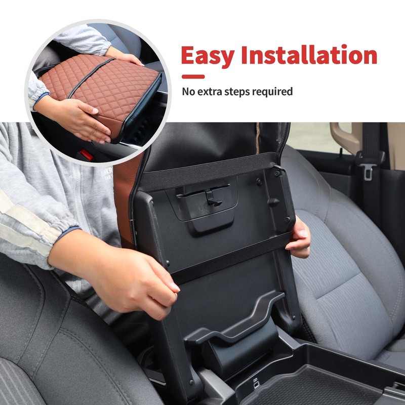 SQQP PU Leather Center Console Cover Armrest Cushion Fit for