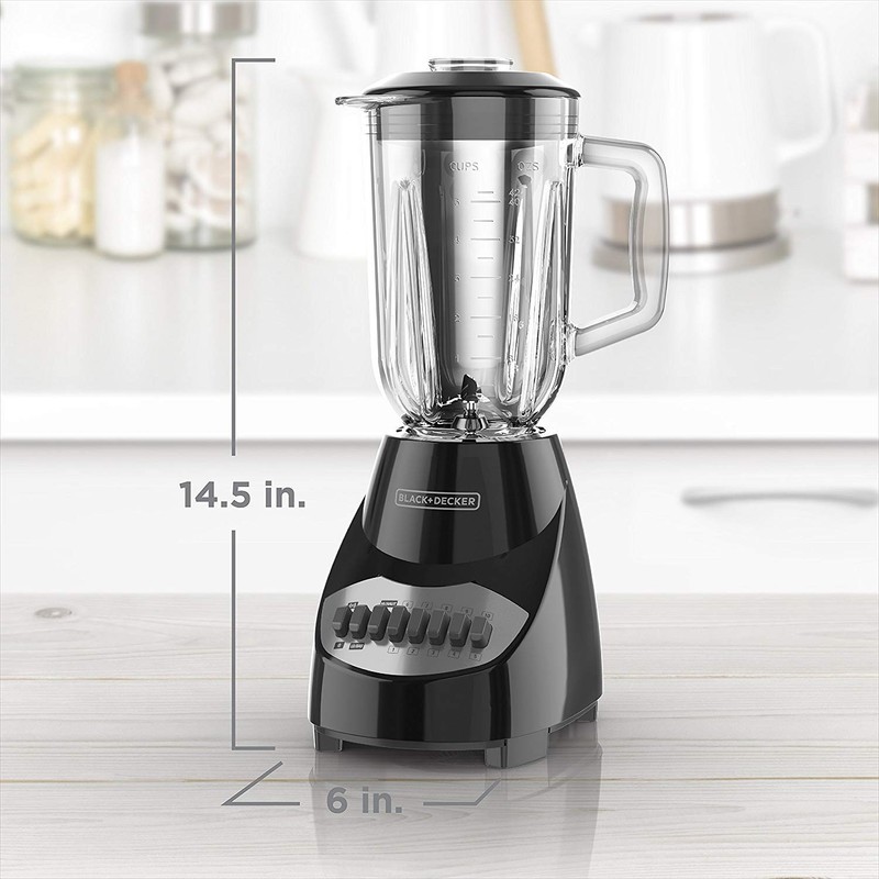 BLACK+DECKER 10-Speed Countertop Blender, Pulse Button, 6-Cup Glass Jar, Dishwasher-Safe,