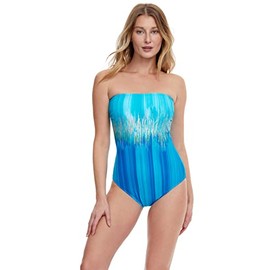 Gottex Women's Standard Moroccan Sky Bandeau One Piece, Blue Multicolor, 38