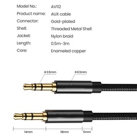 SOPSTUO Aux Cable, 3.5mm to 3.5mm Audio Cable, Nylon Braided Aux Lead for Car, Headphone, Smartphone, Tablet, Home Stereos, Laptop and More - 3.3ft/1M