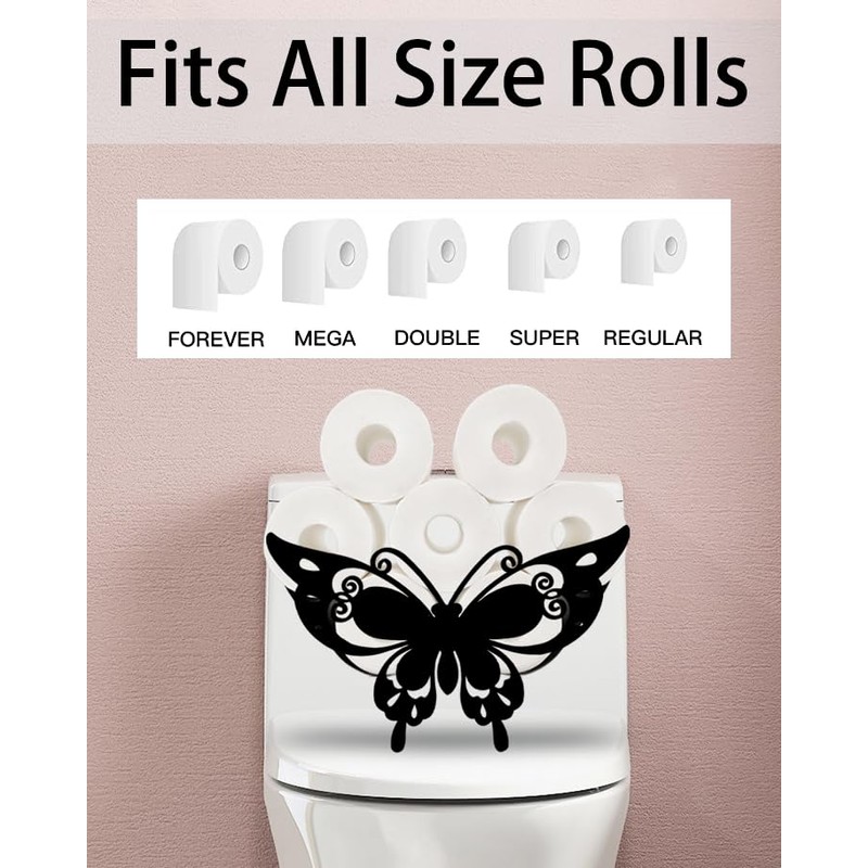 Gojoquanzhou Animal Butterfly Toliet Paper Holders Stand, Black Metal Toilet