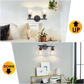 FOLKSMATE Bathroom Light Fixtures, 2-Light Oil Rubbed Bronze Vanity Light, Vintage Wall Sconces Lighting, Modern Bath Wall Mounted Lighting with Glass Shade, Porch Lamp for Mirror, Living Room