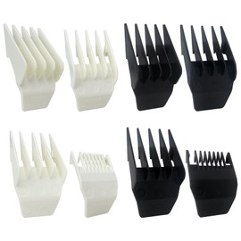GRABOTE New 8x Attachment Comb Cutting Guide Replacement Fits for Wahl Sterling 2 Plus, 1/8"- 1/2" Trimmer Cutting Guides Set, (4 Black + 4 White)