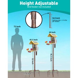 VIUBIRD Bird Feeder Pole – 60 Inch Height Bird House Pole with 1-Inch Dia Heavy Duty for Birdfeeders, Feeding Stand with Mount Kit for Outdoor, Slip-Fit Connection, Copper Brushed