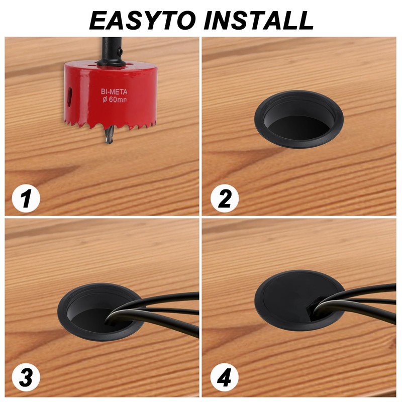Hole Saw 60 mm with 6 Pieces Cable Guide Desk