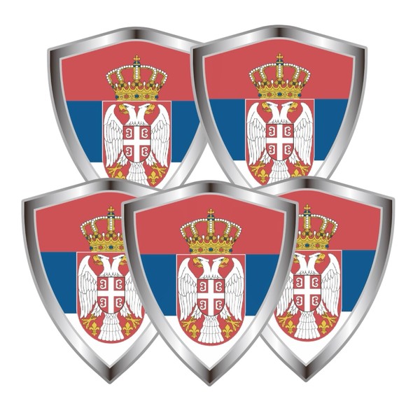 Serbia Flag Decal Sticker - Serbian Flags Shield Shape Reflective
