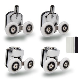 Valaw 23mm Shower Door Wheel Rollers Top and Bottom (4-Pack) Zinc Alloy - Chrome - Comes with Squeegee