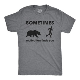 Mens Sometimes Motivation Finds You T Shirt Funny Camping Dad Bear Sarcasm Tee Mens Funny T Shirts Sarcastic T Shirt for Men Novelty Tees for Men Dark Grey S