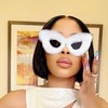 LaVenty White Cat Eyes Fuzzy Sunglasses Fur Top Crazy Sunglasses