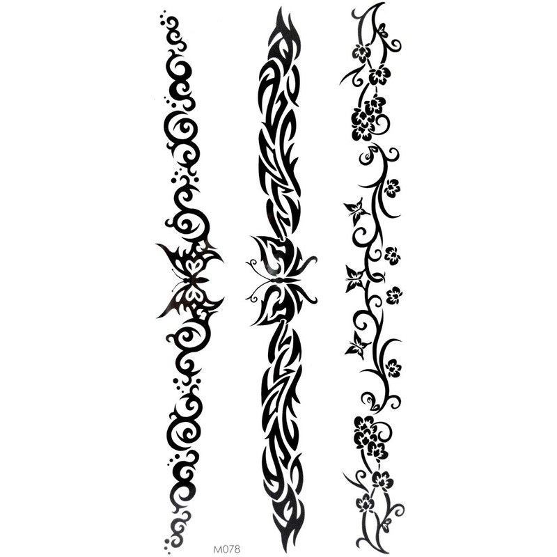 10 Christmas Temporary Tattoos Ephemeres Black Maori Non-Toxic (20CMX12 cm).