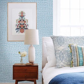 lenify Blue Peel and Stick Grasscloth Wallpaper Light Contact Paper 17.7inch x 196.8inch Faux Grasscloth Peel and Stick Wallpaper Blue Grass Cloth Wall Paper for Shelf Liner Decor Waterproof Vinyl