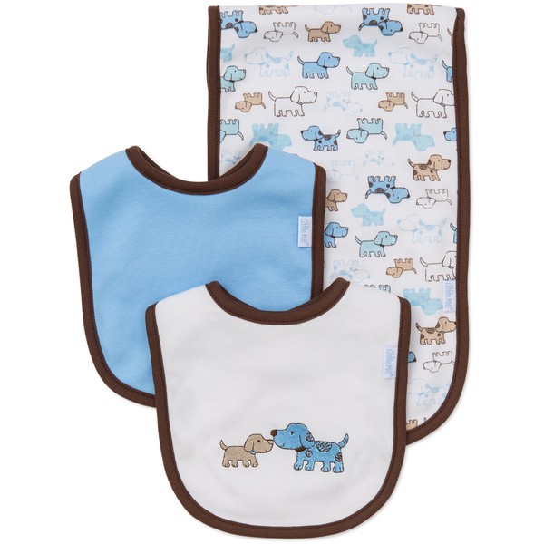 Little Me baby boys and bib burp cloth sets, Cute Puppies, One Size US