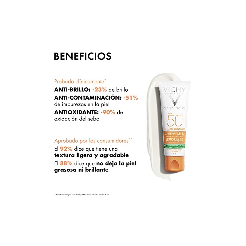 Vichy Protector Solar Anti Brillo Capital Soleil Matificante 3en1 Fps