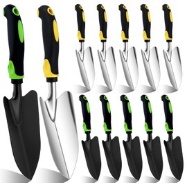 PIEMEET 12 Pcs Garden Shovel, Aluminum Alloy Trowel Garden, Heavy Duty Small Shovels, Metal Hand Trowel, Hand Shovel with Ergonomic Handle, Gardening Tools for Digging Weeding Planting Transplanting