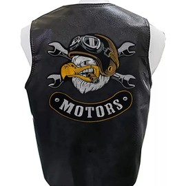 SUMA SHOP - Set of 2 Iron-On Patches Biker Large Eagle + Under-Eagle Iron, Motorcycle Jackets, Embroidery on Clothing Accessories, DIY