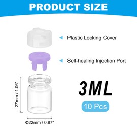 PATIKIL 3ml Clear Glass Sample Vials, 10Pcs Small Liquid Bottles with Locking Cap and Self-Healing Injection Port for Essential Oil Sample Aromatherapy Fragrance Vials Travel, Purple