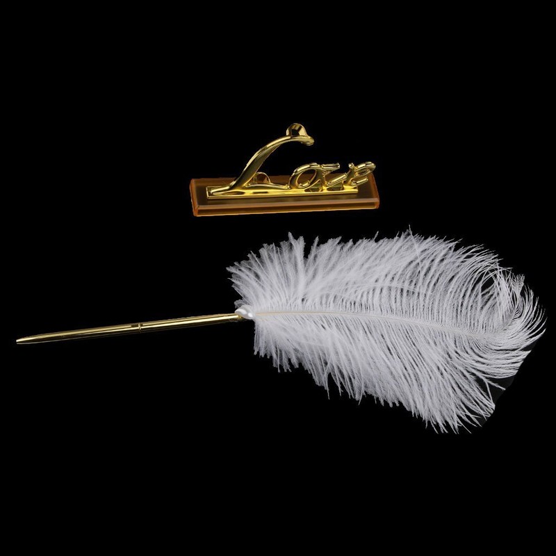EBTOYS Wedding Feather Signing Pen with Love Sign Pen Stand