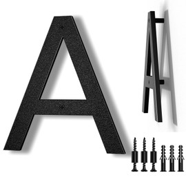 IVERRA 8 Inch Large Floating House Numbers, Black Modern House Number for Outside, Home Address Numbers for Outdoor Garage Gate Wall Street (Letter A)