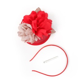 Comott Fascinators Hats for Women，Cocktail and Party Fascinator Hair Clip with Feathers, Flowers and Mesh,Kentucky Derby Hats for Women Headband(Red)