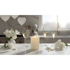 CozierGlow Flameless Pillar Candles Flickering with Remote Timer, Battery Operated LED Candles Up to 400 Hours, 3D Moving Flame Real Wax Candles, D4 x H6, Remote Included (White, 4in)