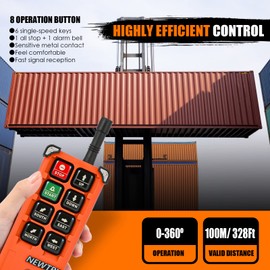 NEWTRY 8 Buttons Wireless Crane Remote Control 12V 2 Transmitters Industrial Channel Electric Lift Hoist Radio Switch Receiver (F21E1B Transmitter + DC 12V Receiver)