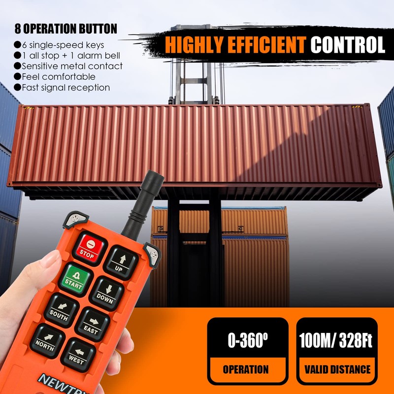 NEWTRY 8 Buttons Wireless Crane Remote Control 12V 2 Transmitters